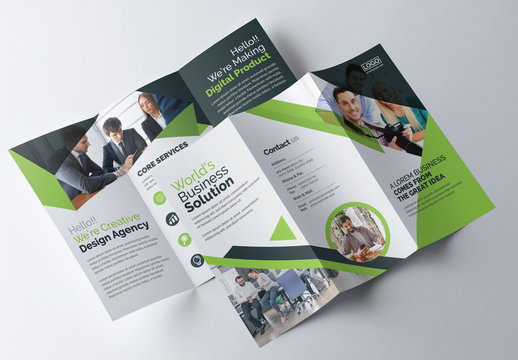 Green Corporate Trifold Brochure Layout
