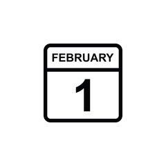calendar - February 1 icon illustration isolated vector sign symbol
