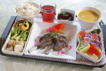 Food portrait of Grilled lamb chops meal