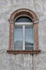 Window of palace "Palazzo Meli del Monte", Trento, Trentino-Alto Adige Region, Italy
