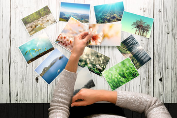 woman looking at photos, remember nostalgia for a day of rest