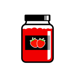 Strawberry jam vector icon on white background