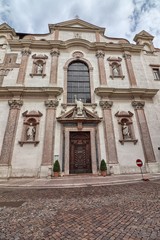 Facade of the Church of San Francesco Saverio in Trento, Italy