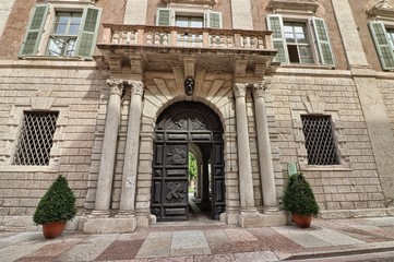 Fototapeta na wymiar Facade of Palazzo Fugger Galasso in Trento, Italy