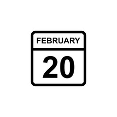 calendar - February 20 icon illustration isolated vector sign symbol