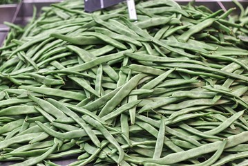 Green beans on a market stall