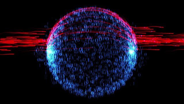 Red virus attacking binary data cloud, Luma Matte attached
