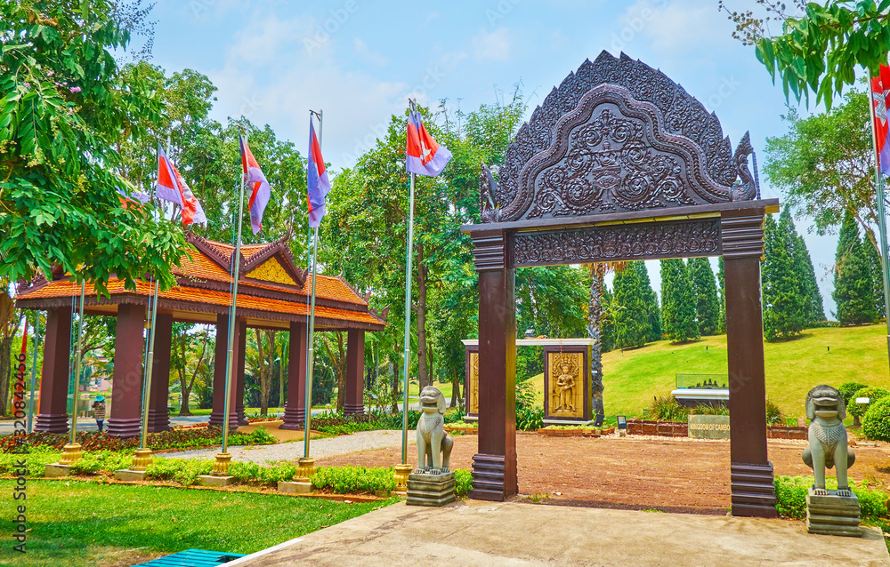 Sticker The carved gate of Cambodia garden, Rajapruek park, Chiang Mai, Thailand