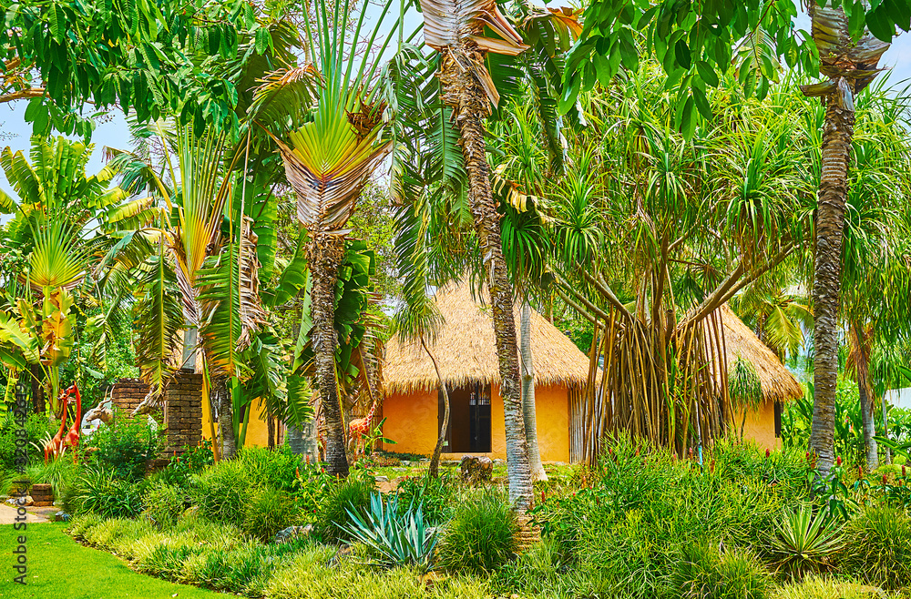 Canvas Prints The huts of Mauritania garden in lush greenery, Rajapruek park, Chiang Mai, Thailand