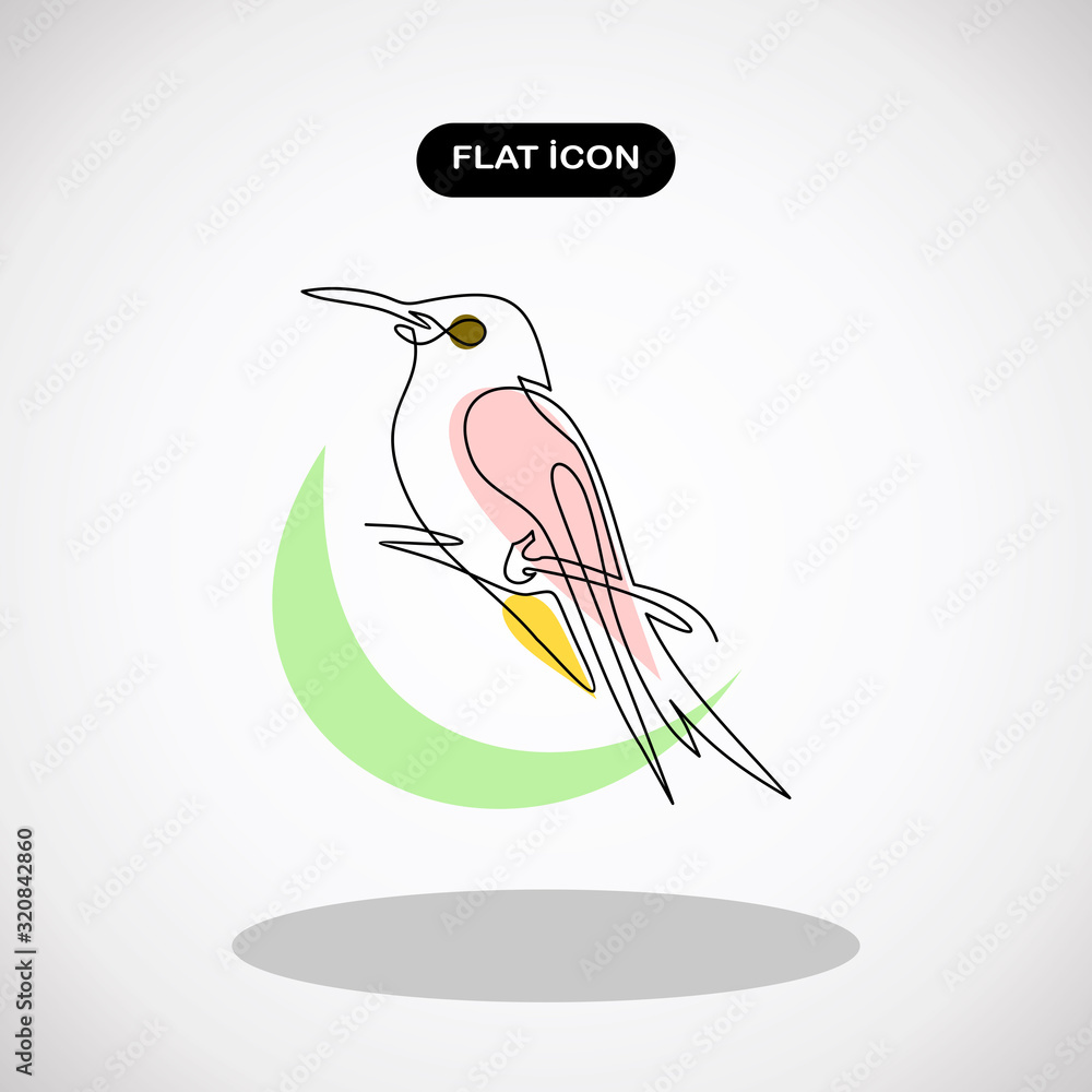 Aufkleber continuous line bird.vector illustration. one line drawing. simple logo vector illustration for grap