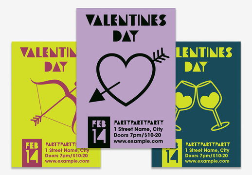 Valentine's Day Poster Layout Set