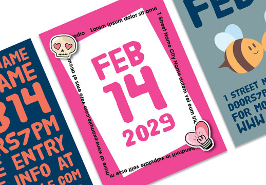 Valentine's Day Poster Layout Set