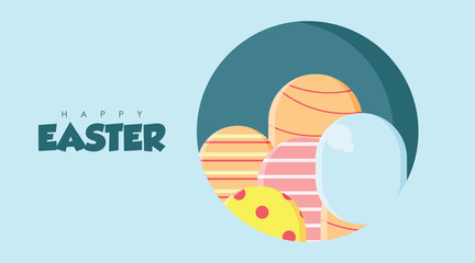 Flat happy easter day background illustration