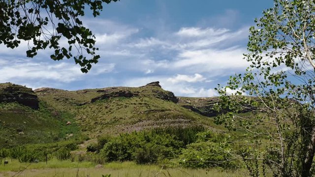 Calming and peaceful landscape scene of the stunning Moluti mountains bordering Lesotho in South Africa travel