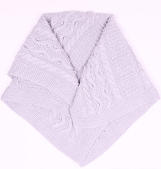 handmade wool scarf on vertical image, selective focus.