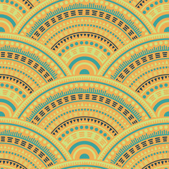 Ethnic circle shapes seamless geometric pattern.