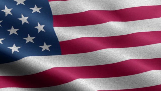 Closeup waving loop 4k National Flag of USA