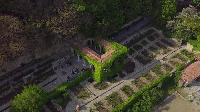 Aerial view of wedding ceremony in Balchik Palace