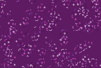 Light Purple, Pink vector texture with mathematic symbols.