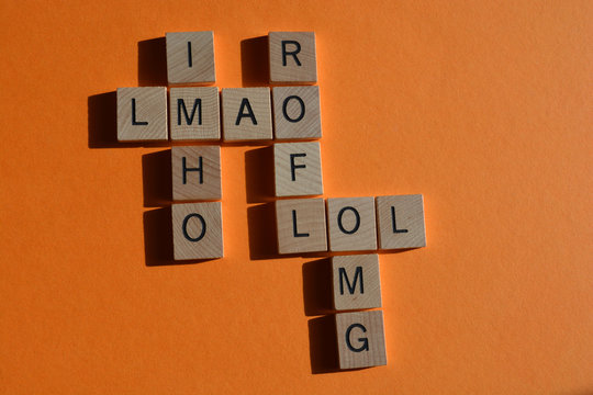 Internet slang, acronyms in crossword form including LOL, Lots of laughs and OMG Oh My God