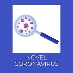 MERS-Cov (Middle East Respiratory Coronavirus Syndrome), New Coronavirus (2019-nKoV). Design concept for protection against a viral pandemic. Magnifying glass. Quarantine of the novel Coronavirus EPS 