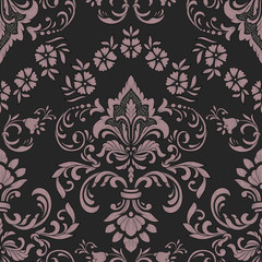 Damask seamless pattern element. Vector classical luxury old fashioned damask ornament, royal victorian seamless texture for wallpapers, textile, wrapping. Vintage exquisite floral baroque template.