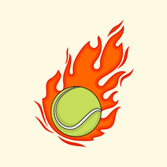 Fire Tennis Ball vector Illustration