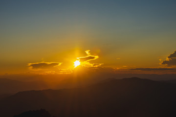 Sunset at Doi Chang Mub , Mae Fa Luang ,Chiang Rai , Thailand