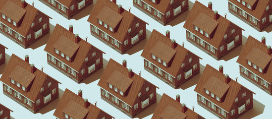 Real estate background with repetition of model houses