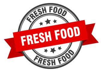 fresh food label. fresh foodround band sign. fresh food stamp