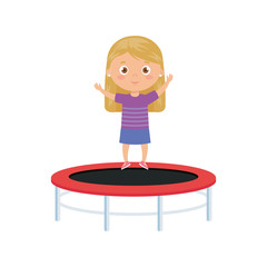 cute little girl in trampoline jump game vector illustration design