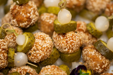 grilled chicken with sesame and pickled cucumber