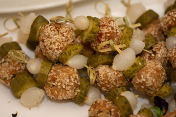 grilled chicken with sesame and pickled cucumber