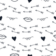 Seamless pattern with romantic elements