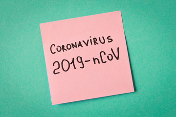 Coronavirus. Sticker with the inscription coronavirus on a blue background. The concept of virus protection.