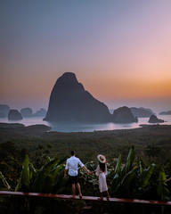 Phangnga Bay Thailand , Samet Nang She viewpoint over the bay, couple honeymoon vacation Thailand...