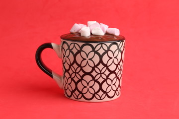 cup of delicious homemade chocolate with marshmallows