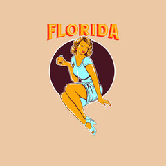 Plakat florida orange pin up girls illustration