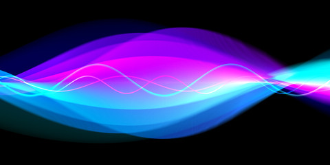 Speaking sound wave lines illustration.Colorful gradient motion abstract background.