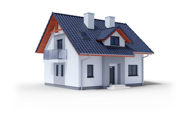 Modern house isolated on white with clipping path. Render 3d illustration