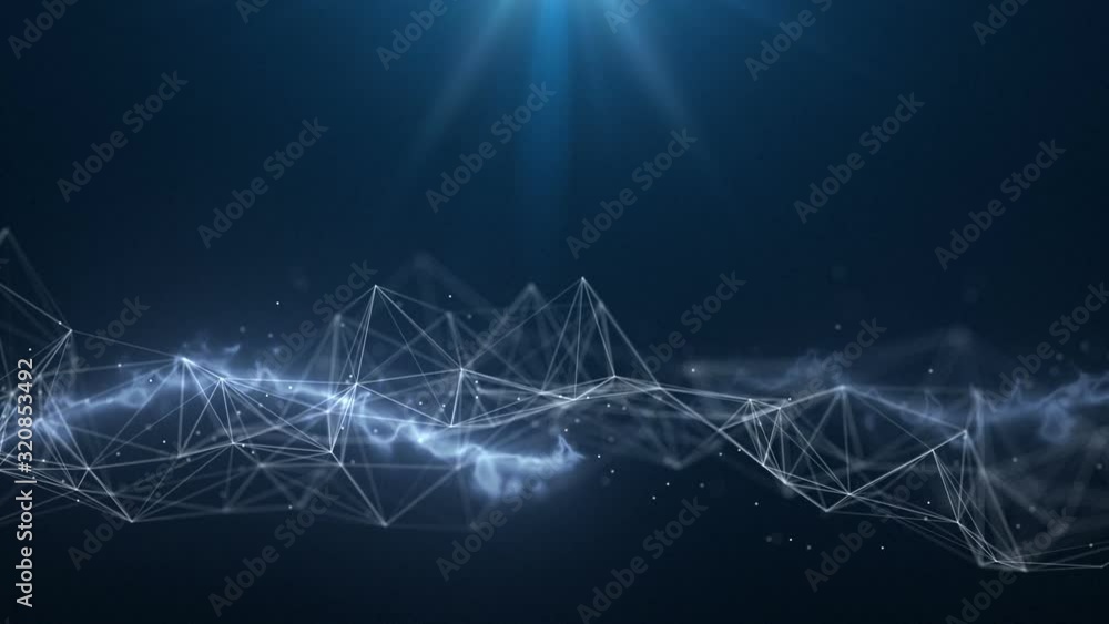 Aufkleber plexus network lines field. blue abstract technology, science and engineering background. depth of f