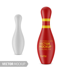 White matte bowling pin vector mockup.