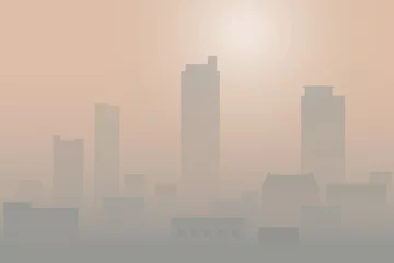 Fotobehang Meloen Luchtvervuiling of pm2.5 in de stad