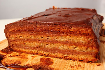 Cake is ready. Making Chocolate Hazelnut Meringue Cake.