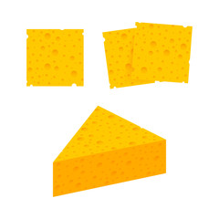 3 views yummy cheese. Seamless cheese texture with large holes. Vector stock illustration.