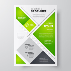 Flyer brochure design template size A4 Squares theme green color