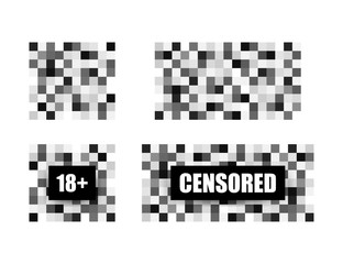 Pixel censored sign. Black censor bar concept. Vector illustration