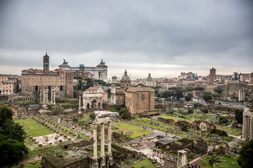 Fototapeta na wymiar Ruins of the Roman Forum at Palatino hill. Rome, Italy