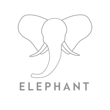 Vector illustration of a minimal elephant head. Logo branding design concept.