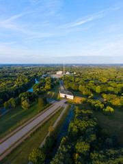 Monument of the Brest Fortress and a spire in the form of a bayonet of a rifle against the...